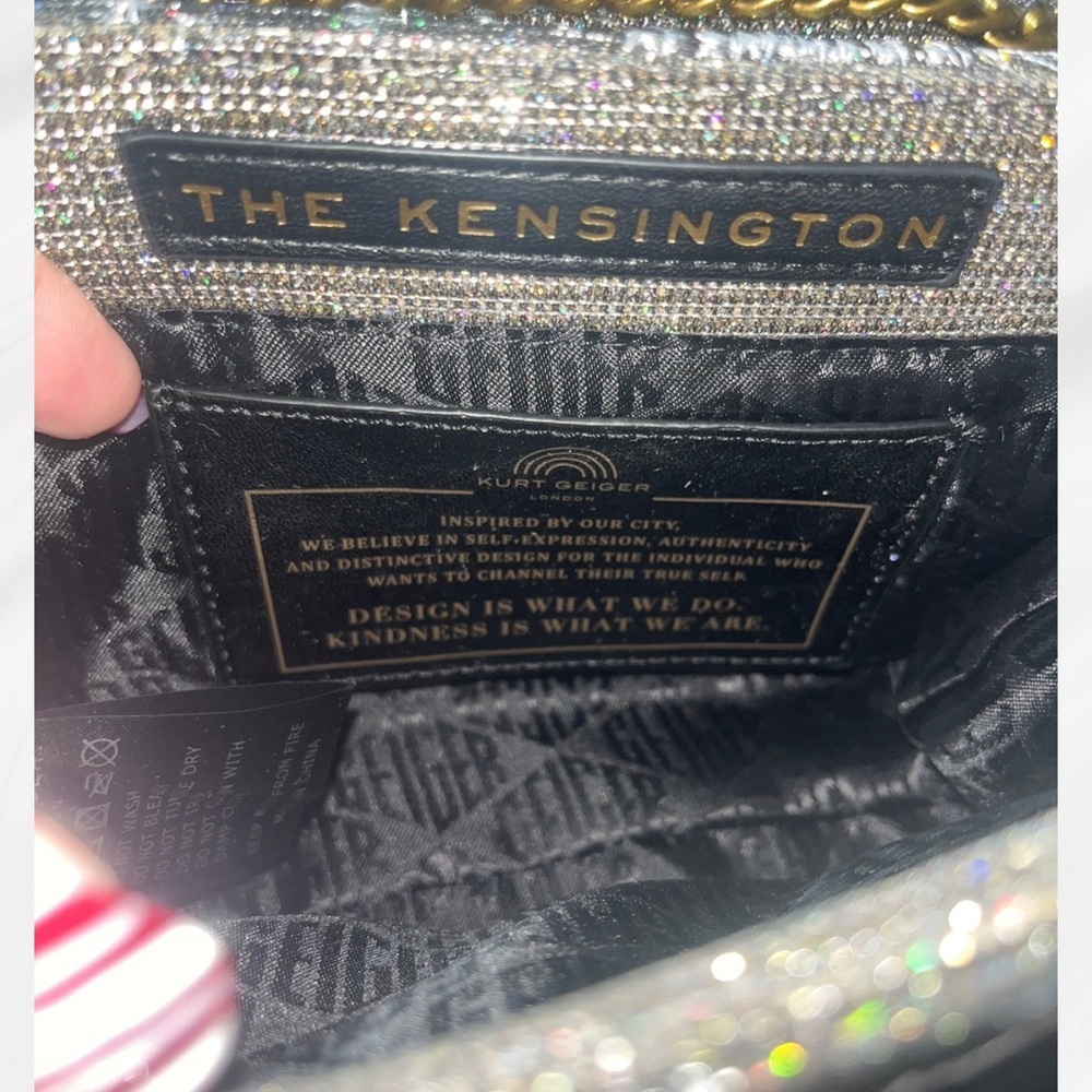 Kurt Geiger Silver Embellished Chain Shoulder Bag - Picture 13 of 15
